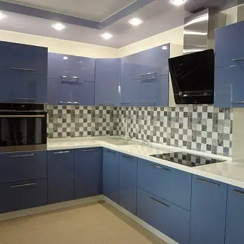 Синий кухонный гарнитур 245 Глянцевый синий кухонный гарнитур фото №1